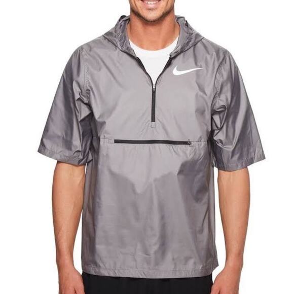 Nike Shield Running Blue Short Sleeve Pullover Windbreaker Sz S - Picture 2 of 15